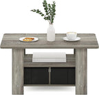 Furinno Andrey Coffee Table with Bin Drawer, French Oak Grey/Black