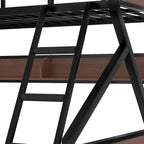 Bellemave Twin XL Over Queen Bunk Bed with Storage Shelf and RGB LED Lights, Adults Bunk Bed with Angle Padded Ladder, Heavy Duty Bunk Beds with Noise-Reducing Rubber Stoppers, Black