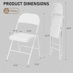 SEALAMB 6 Pack White Folding Chairs with Padded Seats & Cushion, Durable Metal Foldable Chairs for Wedding Party, Commercial Chairs for Office School Church Events, 330lb Capacity (White-PU, 6 Pack)