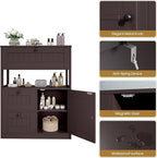 Bathroom Cabinet, Modern Bathroom Floor Storage Cabinet Organizer with 1 Door and 3 Drawers, Freestanding Cupboard for Kitchen/Living Room Use
