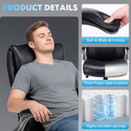 Ergonomic High-Back Executive Office Chairs, Heavy Duty Home Computer Chair with Lumbar Support, Flip-Up Arms, and PU Leather Upholstery, Black