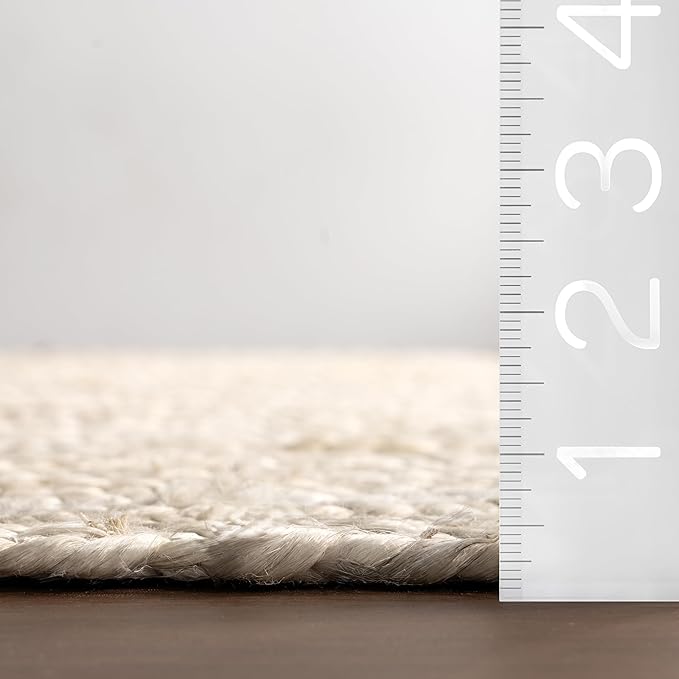 nuLOOM Oval 4x6 Rigo Jute Hand Woven Area Rug, Off White, Solid Farmhouse Design, Natural Fiber, For Bedroom, Living Room, Dining Room, Hallway, Office, Kitchen, Entryway