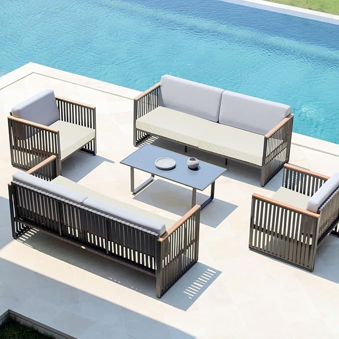 Easy-Going Waterproof Patio Cushion Covers 24x22x4 inch 4 Pack Replacement Non-Slip Outdoor Seat Cushion Slipcover with Zipper. Cream