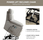 CANMOV Dual Motor Power Lift Recliner Chair for Elderly, 27" Extra-Wide Seat 450 lbs Weight Capacity Infinite Position Adjustment, with Heated Massage, Cup Holders and USB Port, Grey Fabric