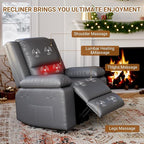 PU Leather Electric Power Lift Chair, Recliner Massage Chair with Remote Control and Side Pocket for Elderly, Power Lift Recliner Sofa with Heat and Massage for Living Room, Bedroom, Gray