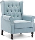 Artechworks Winged Fabric Modern Accent Chair Tufted Arm Club Chair Linen Single Sofa with Wooden Legs Comfy Upholstered for Reading Living Room Bedroom Office,Light Blue