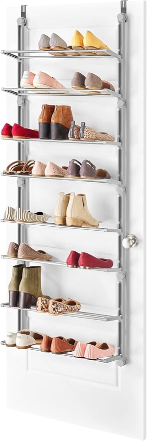 Whitmor 24 Pair Door Shoe Organizer, Sturdy Closet Storage Rack Hangs on Closets for Shoes