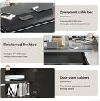 Modern L Shape Executive Desk with Storage Drawers – Large Black Corner Executive Desk for Home Workspace, Spacious Computer Table with Cabinets (Black/Right, 79" L * 63" W * 30" H)