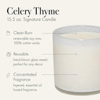 LAFCO New York Signature Candle, Celery Thyme - 15.5 oz - 90-Hour Burn Time - Reusable, Hand Blown Glass Vessel - Made in The USA