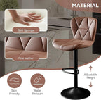 Bar Stools Set of 4,Adjustable Swivel Barstools, Faux Leather Bar Chairs,Upholstered Counter Height with High Backrest for Kitchen Island,Light Brown