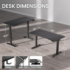 Veken 55 x 28 Inch Electric Standing Desk with Adjustable Height, Sit to Stand Computer Table for Study, Work or Gaming, Home Office Desk Black