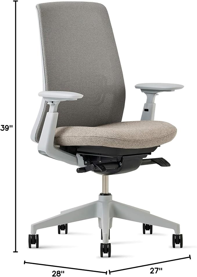 Haworth Soji Office Chair with Ergonomic Adjustments and Lumbar Support, Flexible Mesh Back (Stone)