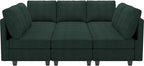 Belffin Corduroy Modular Sectional Sofa 9 Seat Convertible Sectional Sleeper Sofa Bed with Storage Ottomans Modular Sectional Couch Bed for Living Room Green
