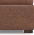 SIMPLIHOME Gabbie 36 inch Wide Contemporary Square Square Coffee Table Storage Ottoman in Distressed Saddle Brown Vegan Faux Leather, Assembled, for The Living Room, Entryway and Family Room
