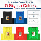 BCW Short Comic Book Bin | Holds 150 Comics | Stackable Plastic Storage | Acid-Free Organizer | Red, 5 Pack