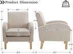 Farmhouse Striped Accent Chairs for Living Room Set of 2, Linen Fabric Modern Comfy Armchairs with Cushion, Upholstered Striped Reading Chairs for Bedroom Couch Chair with Wood Legs, Khaki