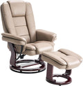 Argus Swivel Recliner with Ottoman, PU Leather & Wood Base Reclining Chair with Footrest, Ultra-Plush Double Foam for Living Room, Bedroom and Office