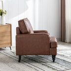PU Leather Upholstered Accent Chairs Set of 2 Modern Single Sofa Chair with Thick Removable Back Cushion and Black Printed Legs Armchairs for Living Room/Bedroom/Reading Room, Brown