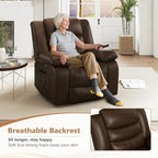 ANJ Power Lift Recliner Chair with Massage and Heat, PU Leather Overstuffed Electric Lift Chair for Elderly, Oversized Single Sofa Recliner with Side Pockets, Remote Control(Brown)