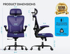 Office Chair - Ergonomic Office Chair with Back Support, Ergonomic Computer Chair - Home Office Desk Chairs, 330lbs Wide Seat Big and Tall Office Chairs with Headrest, Comfy Desk Chairs (Purple)