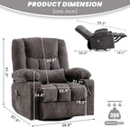 BOSMILLER Oversized Recliner Chair for Adults with Vibration Massage and Lumbar Heating Swivel Rocker Recliner with Cup Holder and USB Charge Port for Living Room