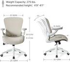 EUREKA ERGONOMIC Leather Desk Chair, PU Leather Office Chair with Wheels and 3D Adjustable Armrests, Executive Office Chair, Ideal for Home and Office, Greige