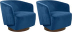 MINCETA Accent Chair,Modern Swivel Chairs for Living Room Reading and Bedroom with Wood Base,Set of 2,Velvet in Navy