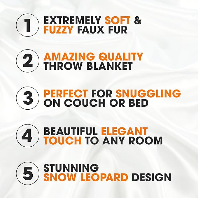 Cheer Collection Embossed Faux Fur Throw Blanket - Ultra Soft Fuzzy Blanket, 60" x 70" - Snow Leopard