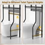 EAGMAK 4 Tier Over The Toilet Storage Rack, Bathroom Organizers and Storage Over Toilet with Adjustable Shelf and Basket, Above Toilet Storage Bathroom Cabinet for Small Space (Black)