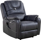 Zero Gravity Power Recliner Chairs for Adults 139°Single Sofa Chair Massage and Lumbar Heating with USB Port, Phone Holder, Side Pocket, Eco Leather(Black)