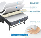 Folding Bed with Mattress for Adults, 75" x 31" Foldable Bed with Side Pocket, Twin Size Metal Bed Frame with Wheels, Portable Rollaway Bed for Guest, Travel