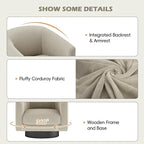 360° Swivel Accent Chairs Set of 2, Modern Bucket Chair, Corduroy Barrel Armchair, Comfy Boucle Chair, Single Sofa for Living Room Bedroom. Camel