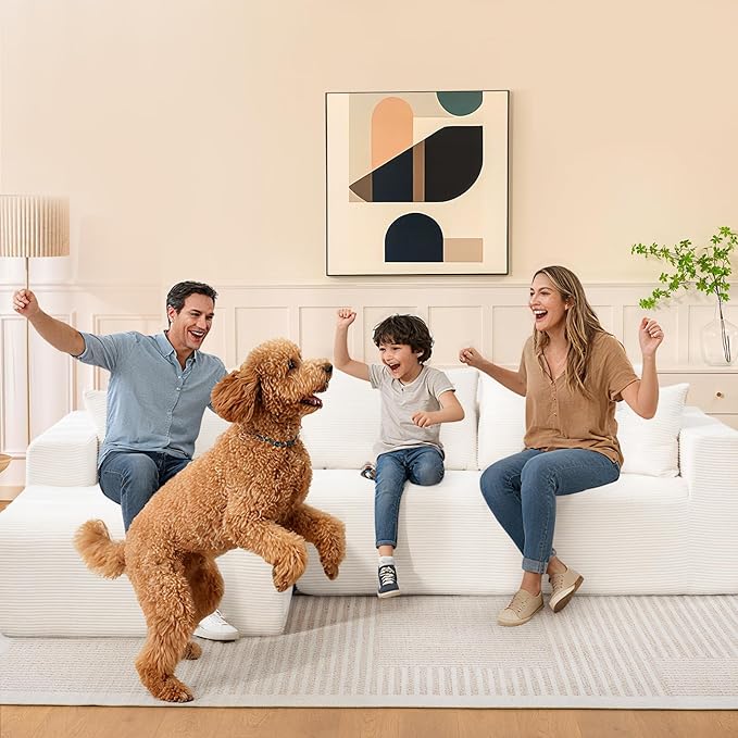 2025 New 108" Cloud Couch Sectional, Modular Sectional Sofa with L-Shaped Chaise, Deep Seat Sectional Modular Couch for Living Room, No Assembly Required (Beige, Left Facing Chaise)