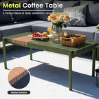 Sundale Outdoor 3 Pieces Patio Furniture Set, Metal Outdoor Sectional Sofa with 6 Inch Olefin Cushion and Coffee Table, All-Weather Modern Outdoor Conversation Sets (Green Frame)