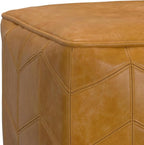 SIMPLIHOME Morden Contemporary Square Pouf in Brown Genuine Leather for The Living Room, Bedroom and Kids Room