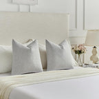 FUTEI Light Grey Chenille Decorative Throw Pillow Covers 18x18 Inch Set of 2,Soft Cozy Faux Linen Textured Cushion Case,Farmhouse Home Decor for Couch Living Room