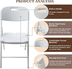8 Pack Folding Chair, 700 lb Weight Capacity,Indoor/Outdoor Heavy Duty Foldable Chairs for Restaurants, Kitchens, Picnics, Races, Parties & Weddings. (8, White)