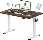 FLEXISPOT EN1 One-Piece Standing Desk, 48 x 30 Inches Electric Height Adjustable Desk for Home Office and Workstation (White Frame + Rustic Brown Top, 2 Packages)