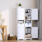 Tall Bathroom Storage Cabinet, 67" Narrow Storage Cabinet with Adjustable Shelves 2 Doors and 1 Drawers Modern Cabinet for Bathroom, Entryway, Living Room, Kitchen (White)
