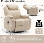 Recliner Chair, Rocking Chair with Massage and Heat, 360° Swivel Recliner Chairs for Adults, Rocker Manual Recliner with Remote Control and Cup Holder for Living Room, Bedroom, Nursery