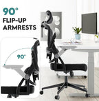 Office Chair Ergonomic Desk Chair with Lumbar Support&Headrest&Flip-up Arms Height Adjustable Rocking Swivel High Back Computer Chair Warm Taupe Mesh Study Chair (05Black)