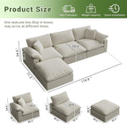 Oversize Cloud Modular Sectional Sofa,110.8" L Shape 3 Seaters with Chaise Down Filled Comfort Sofa Detachable Couch Cushion Covers for Living Room