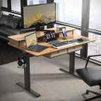 48 * 30 Inches Electric Standing Widened Desk Adjustable Height with 4 Drawers, Double Storage Shelves Stand Up Desk, Home Office Workstation Sit Stand up Desk (Light Rustic Brown)
