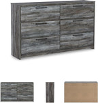 Signature Design by Ashley Baystorm Rustic Coastal 6 Drawer Dresser, Smoky Gray