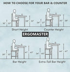 ERGOMASTER Swivel Bar-Stools Set of 2 Brown Counter Height Barstool 24 Inch Seat Bar Chair