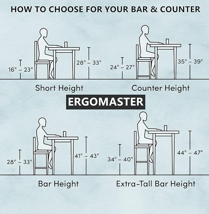 ERGOMASTER Swivel Bar-Stools Set of 2 Brown Counter Height Barstool 29 Inch Seat Bar Chair