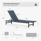 PURPLE LEAF Patio Chaise Lounge Rattan Chair Outdoor Pool Adjustable Recliner Wicker Lounger for Outside Woven Furniture Tanning Poolside Lounger Navy Blue