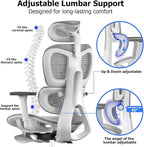 PatioMage Ergonomic Office Chair, Big and Tall Desk Chair with Adjustable Lumbar Support & Seat Depth, High Back Computer Chair, Swivel Mesh Chairs with Wheels for Home Office, White