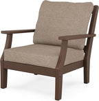 Martha Stewart by POLYWOOD® Chinoiserie Deep Seating Chair in Mahogany/Spiced Burlap