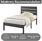 Twin Bed Frame with Headboard and Footboard, Metal Twin Bed Frame with Under Bed Storage, All-Metal Support System, No Box Spring Needed, Easy Assembly,Rustic Grey
